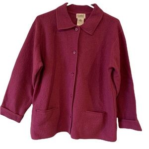 Vintage Tabi 100 % Wool cardigan sweater Women’s large L Fushia Retro